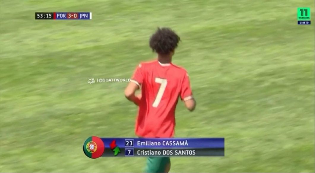 Con trai của Ronaldo đã ra mắt với tư cách là cầu thủ dự bị cho U15 Bồ Đào Nha khi đội này đánh bại Nhật Bản với tỷ số 4-1